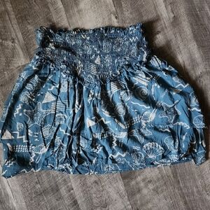 Elan Teal and White Patterned Mini Skirt
